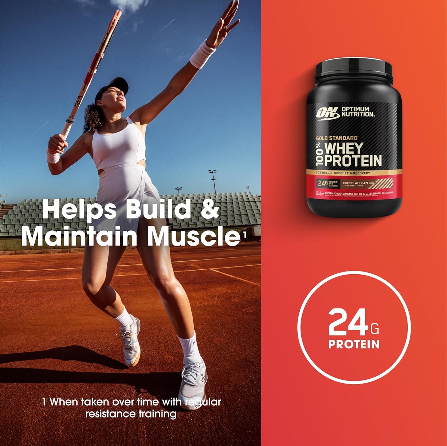 Optimum Nutrition Gold Standard Whey Protein, Chocolate Hazelnut, 2LB